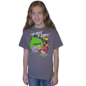 NWOT Mens Angry Birds Space Gray T shirt L